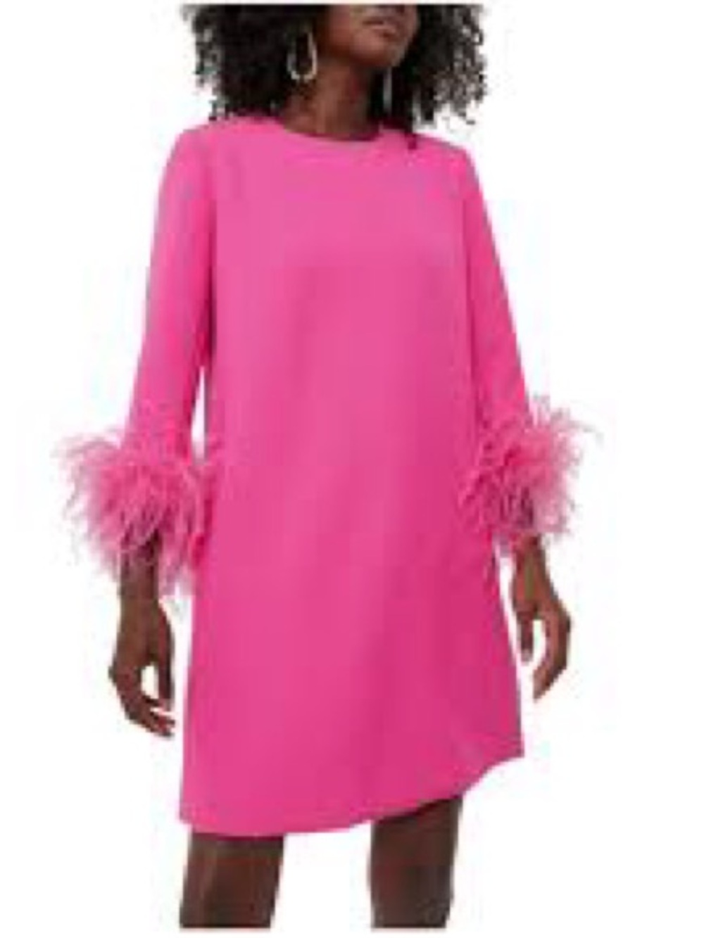 Tuckernuck Jamie Dress Women M Hot Pink NWT Feather Trim Mod Ellie